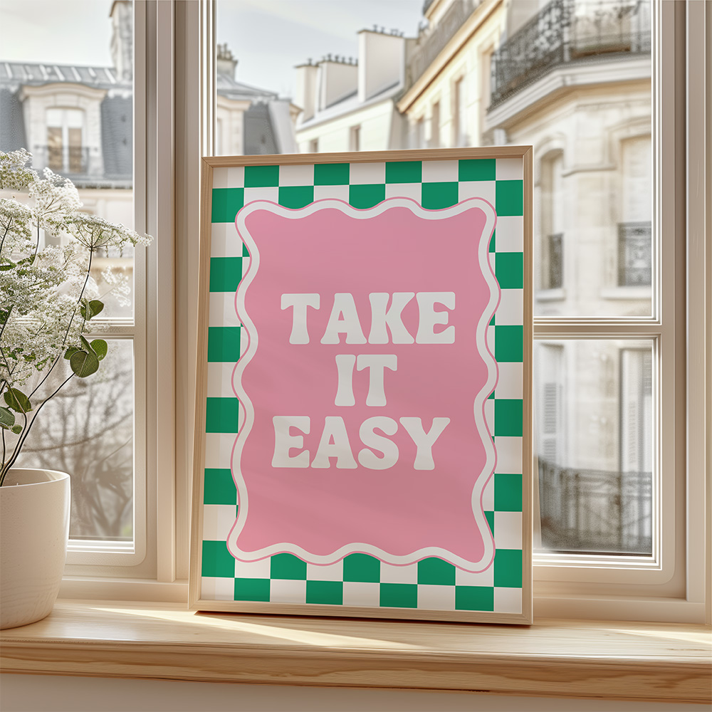 retro digital wall art take it easy