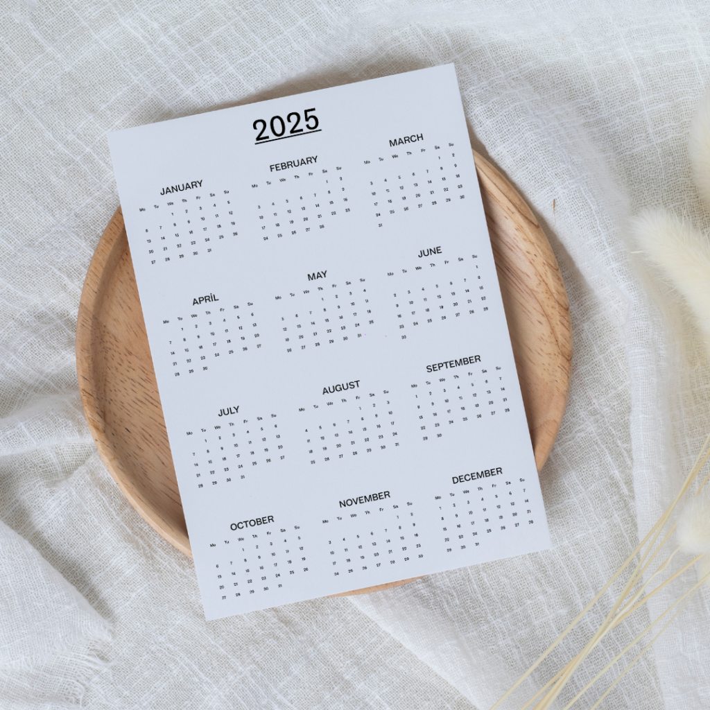 2025 free year calendar printable template