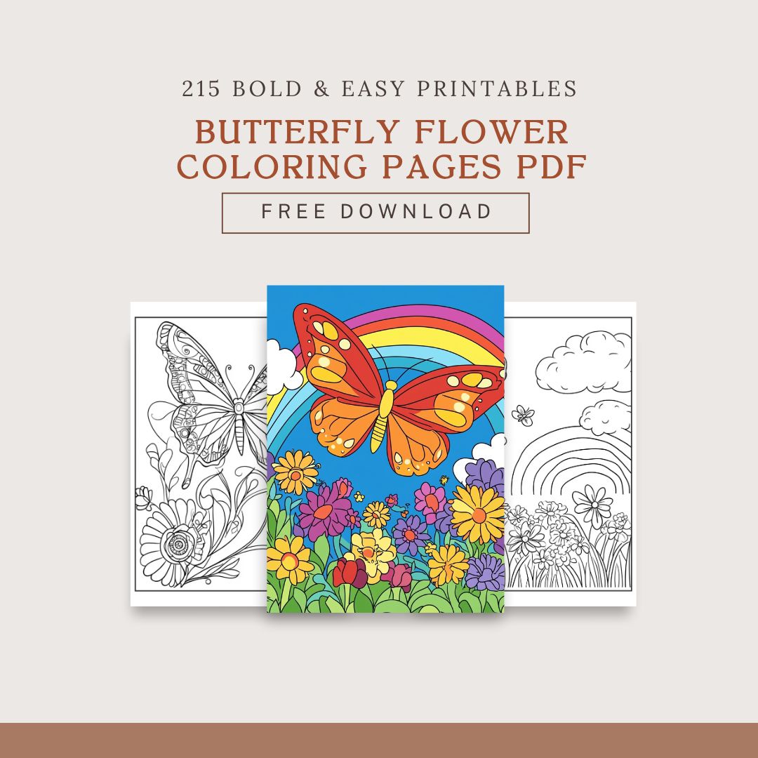 Free Printable Butterfly Flower Coloring Book