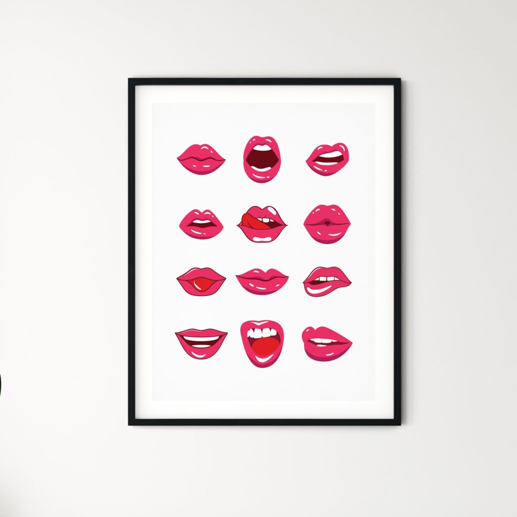 red lips wall art print