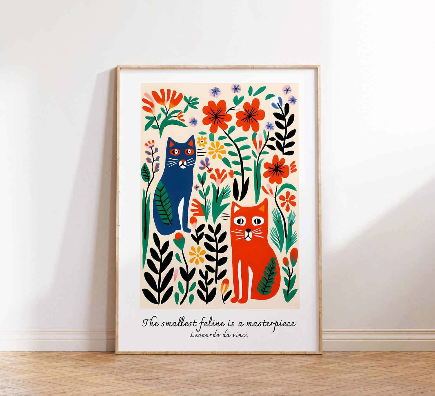 Free Cute Cat Wall Art: A Mid-Century Modern Design with Timeless Charm