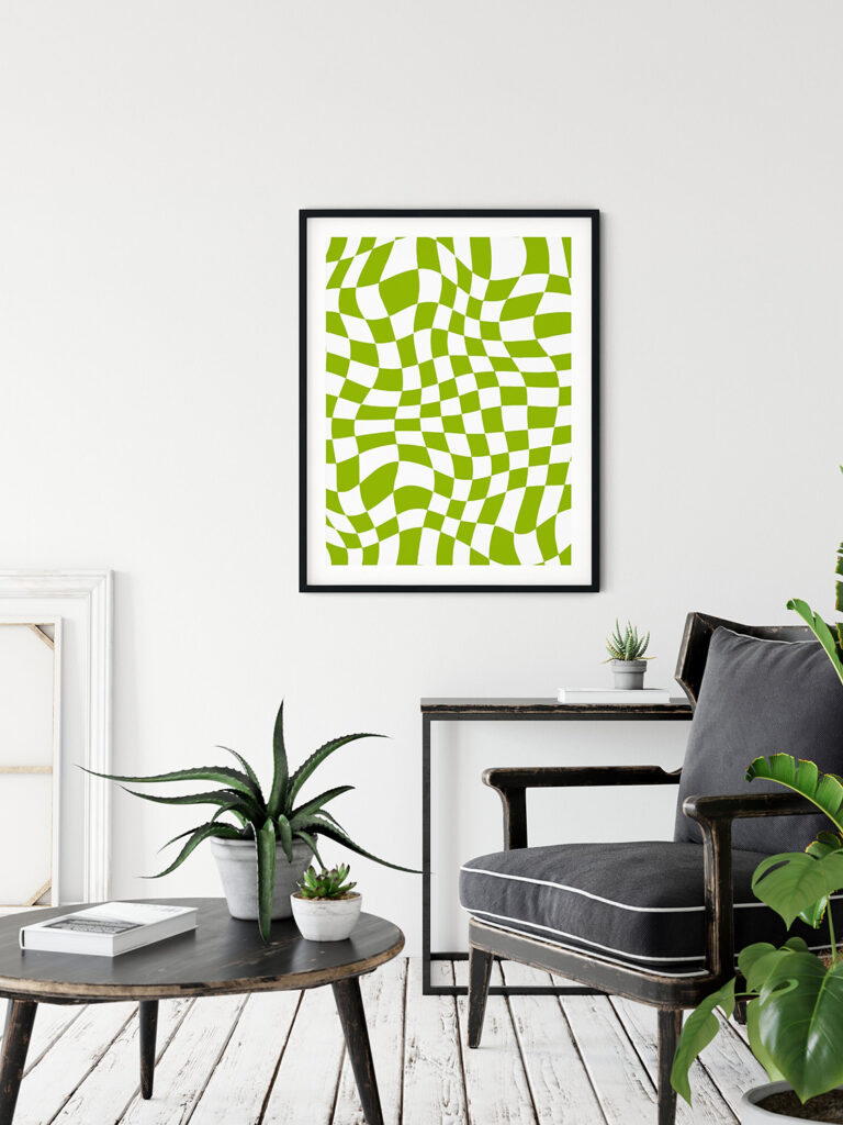 retro groovy checkered wall art