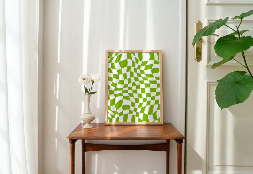 retro groovy checkered wall art