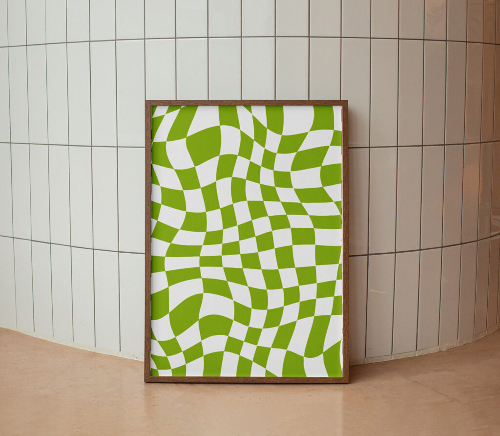 retro groovy checkered wall art