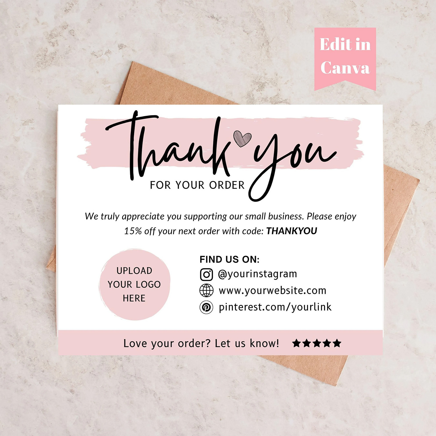 Free Small business Thank You Card canva Template – Fully Editable and Printable