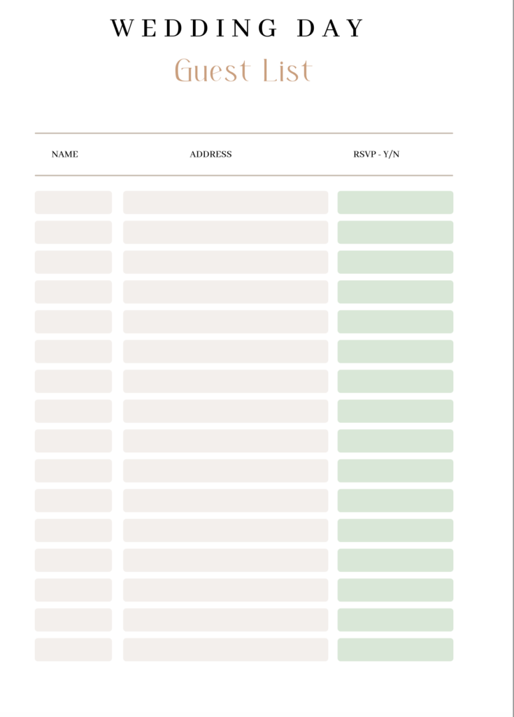 printable wedding planner