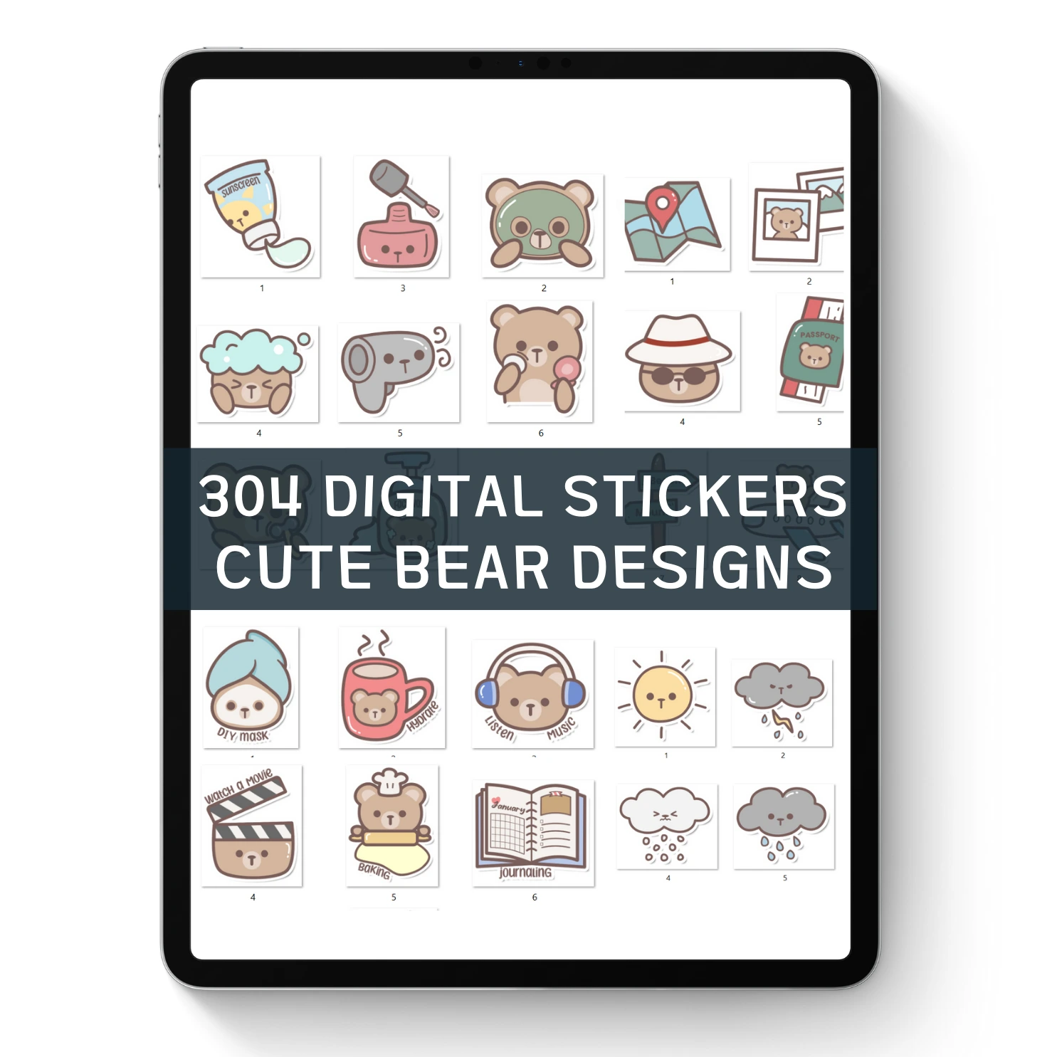 Free digital Stickers – 304 Cute Bear Designs for ipad goodnotes