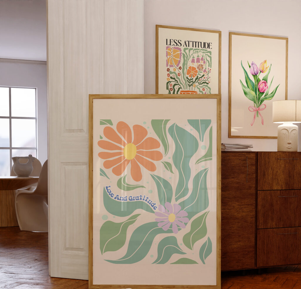 retro floral wall art