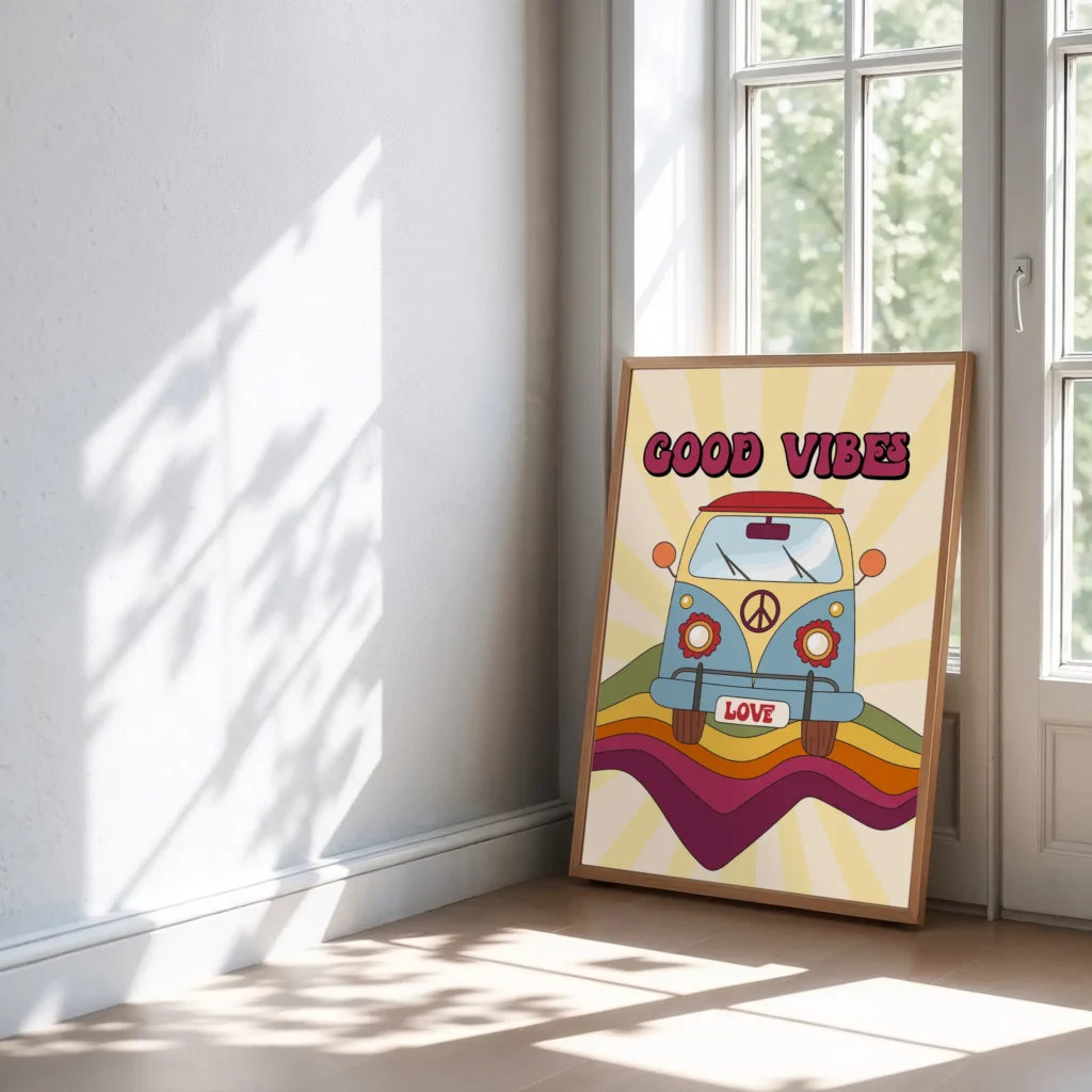 good vibes retro wall art