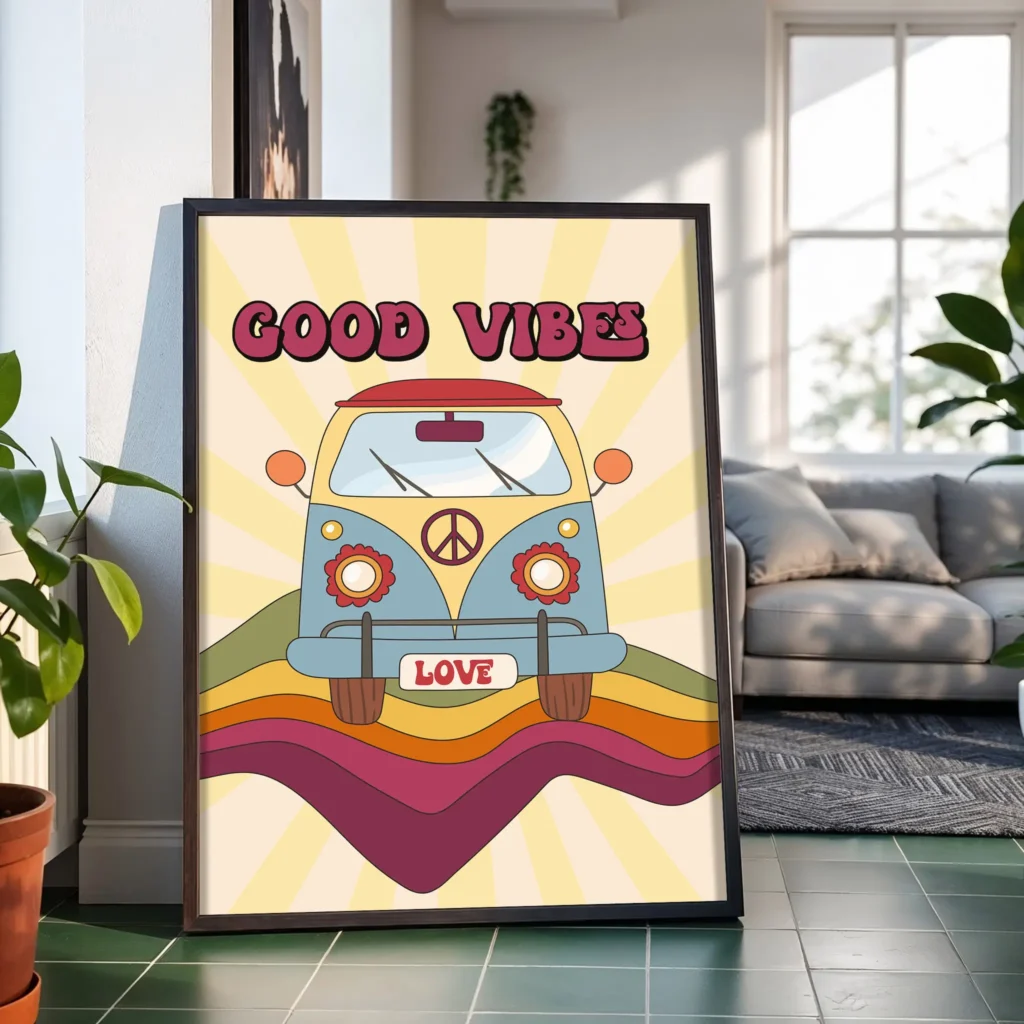 good vibes retro wall art