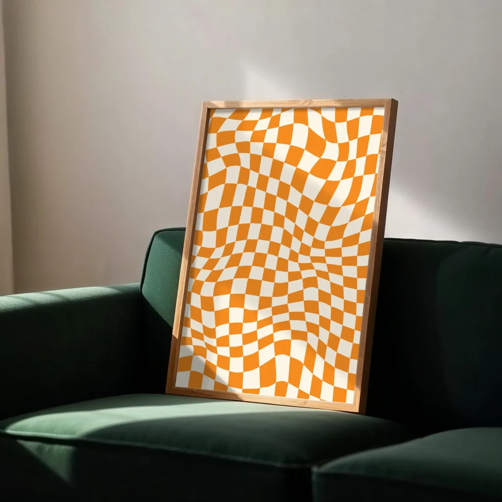 retro checkered wall art1